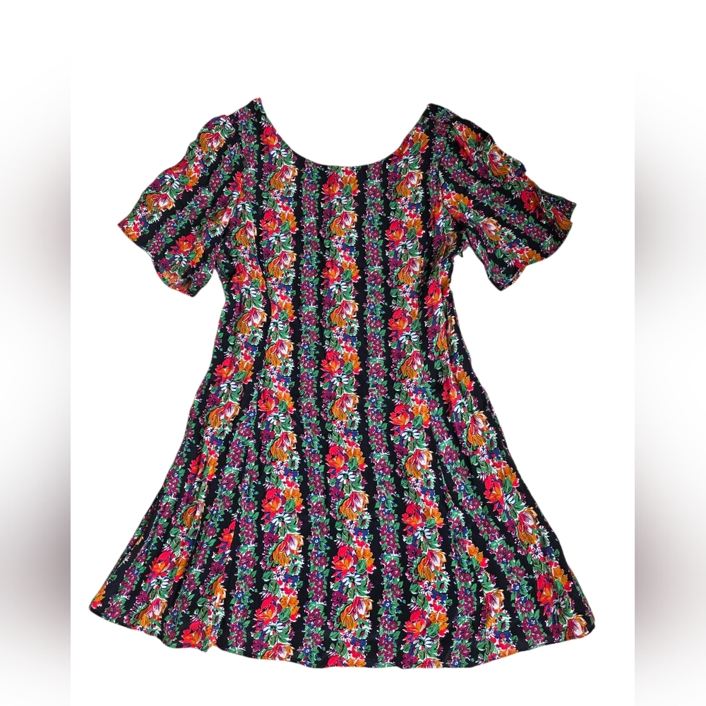 Sezane Floral Print Short Sleeve Scoop Back Mini Dress Size 40 European